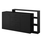 Belek Wooden Sideboard With 2 Doors 4 Drawers In Matt Black