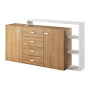 Belek Wooden Sideboard With 2 Doors 4 Drawers In Grandson Oak