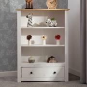 Pavia Bookcase With 1 Drawer In White And Natural Wax