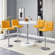 Havana White Gloss Bar Table With 4 Coco Curry Stools