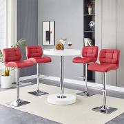 Havana White Gloss Bar Table With 4 Candid Bordeaux Stools