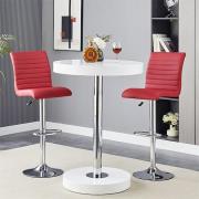 Havana White Gloss Bar Table With 2 Ripple Bordeaux Stools