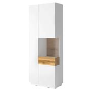 Sioux Gloss Display Cabinet Tall Right In White Oak With LED