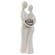 Moline Ceramics Couple Sculpture Large In White And Silver