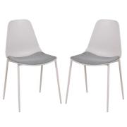 Naxos Stone Metal Dining Chairs With Fabric Seat In Pair