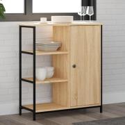 Lecco Wooden Sideboard With 1 Door 3 Shelves In Sonoma Oak