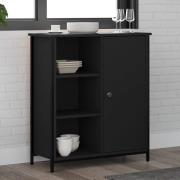 Lecco Wooden Sideboard With 1 Door 2 Shelves In Black