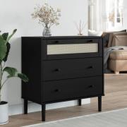 Celle Pinewood Chest Of 3 Drawers In Black