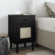 Celle Pinewood Bedside Cabinet With 1 Door 1 Drawer In Black