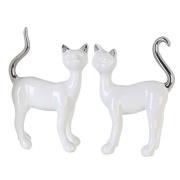 Moline Ceramics Cat Milly Sculpture In White And Silver