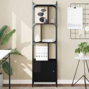 Irving Wooden Bookcase With 4-Tier And 2 Doors In Black