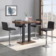 Caprice Small Rustic Oak Wooden Bar Table 4 Coco Black Stools