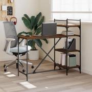 Pacific Wooden Computer Desk With Shelves In Brown Oak