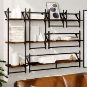 Quito Wooden 6 Piece Set Of Wall Shelf In Brown Oak