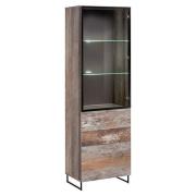 Peoria Wooden Display Cabinet Tall In Canyon Oak With LED