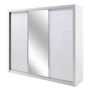 Senoia Mirrored High Gloss Wardrobe 3 Doors Wide White With LED