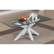 Alissa Clear Glass Coffee Table With White High Gloss Base