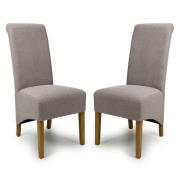 Kyoto Mocha Fabric Dining Chairs With Oak Legs In Pair