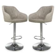 Salta Mink Leather Bar Stools With Chrome Base In Pair