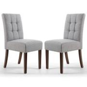 Mendoza Silver Grey Fabric Dining Chairs With Walnut Legs In Pair