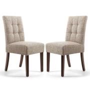 Mendoza Oatmeal Fabric Dining Chairs With Walnut Legs In Pair