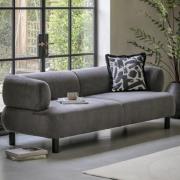 Arica Fabric 3 Seater Sofa In Grey With Dark Pine Wood Legs