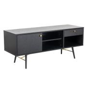 Baiona Wooden TV Stand With 1 Door 1 Drawer In Black Oak