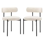 Arras Vanilla Polyester Fabric Dining Chairs In Pair