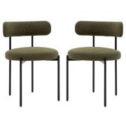 Arras Green Polyester Fabric Dining Chairs In Pair