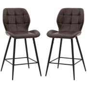 Macerata Brown Faux Leather Bar Stools In Pair