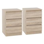 Mcgowen Sonoma Oak Wooden Bedside Cabinet 3 Drawers In Pair