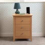 Ocala Wooden Bedside Cabinet With 3 Drawers In Antique Pine