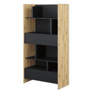 Cyan Wooden Bookcase Tall With 2 Drawers In Artisan Oak