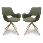 Playa Swivel Sage Fabric Dining Chairs In Pair