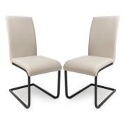 Lansing Taupe Faux Leather Dining Chairs In Pair