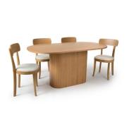 Vevey Wooden Dining Table Oval In Natural Oak With 4 Chairs