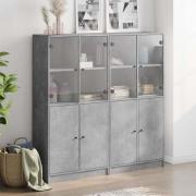 Avila Wooden Bookcase With Doors In Concrete Effect