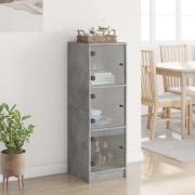 Avila Wooden Highboard With 3 Glass Doors In Concrete Effect