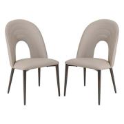 Sanur Light Grey Faux Leather Dining Chairs In Pair