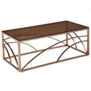 Cassis Glass Rectangular Coffee Table In Rose Gold
