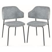 Benson Light Grey Fabric Dining Chairs With Black Frame In Pair