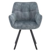 Jordan Fabric Dining Chair In Stone Blue With Metal Frame