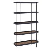 Sarnia High Bookcase With 5 Glass Shelves In Dark Walnut