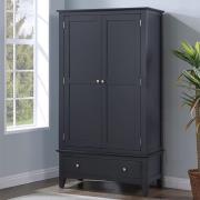 Lenox Wooden Wardrobe With 2 Doors 1 Drawer In Off Black