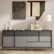 Edison Wooden Sideboard 4 Doors 1 Drawer In Lead Slate Effect