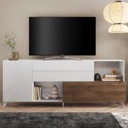 Milan High Gloss TV Sideboard 2 Doors 2 Drawers In White Walnut