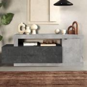 Felton Wooden TV Stand 1 Door 2 Drawers In Concrete Lead Grey