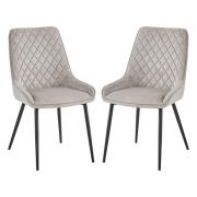 Sanford Mink Velvet Dining Chairs With Black Legs In Pair