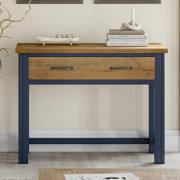 Savona Wooden Hidden Laptop Desk In Oak And Blue