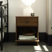 Ferris Wooden Bedside Cabinet With 1 Drawer In Walnut